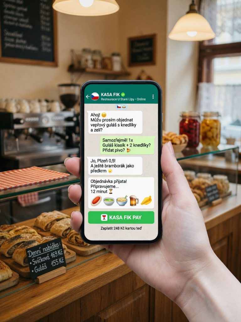 KASA FIK WhatsApp objednávání v restauraci