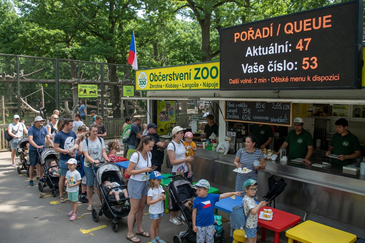 KASA FIK vyvolávací systém v ZOO Ostrava – displej s aktuálním pořadím